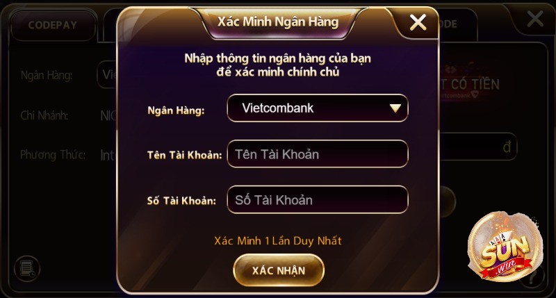 Xác nhận ngân hàng khi nạp tiền Codepay